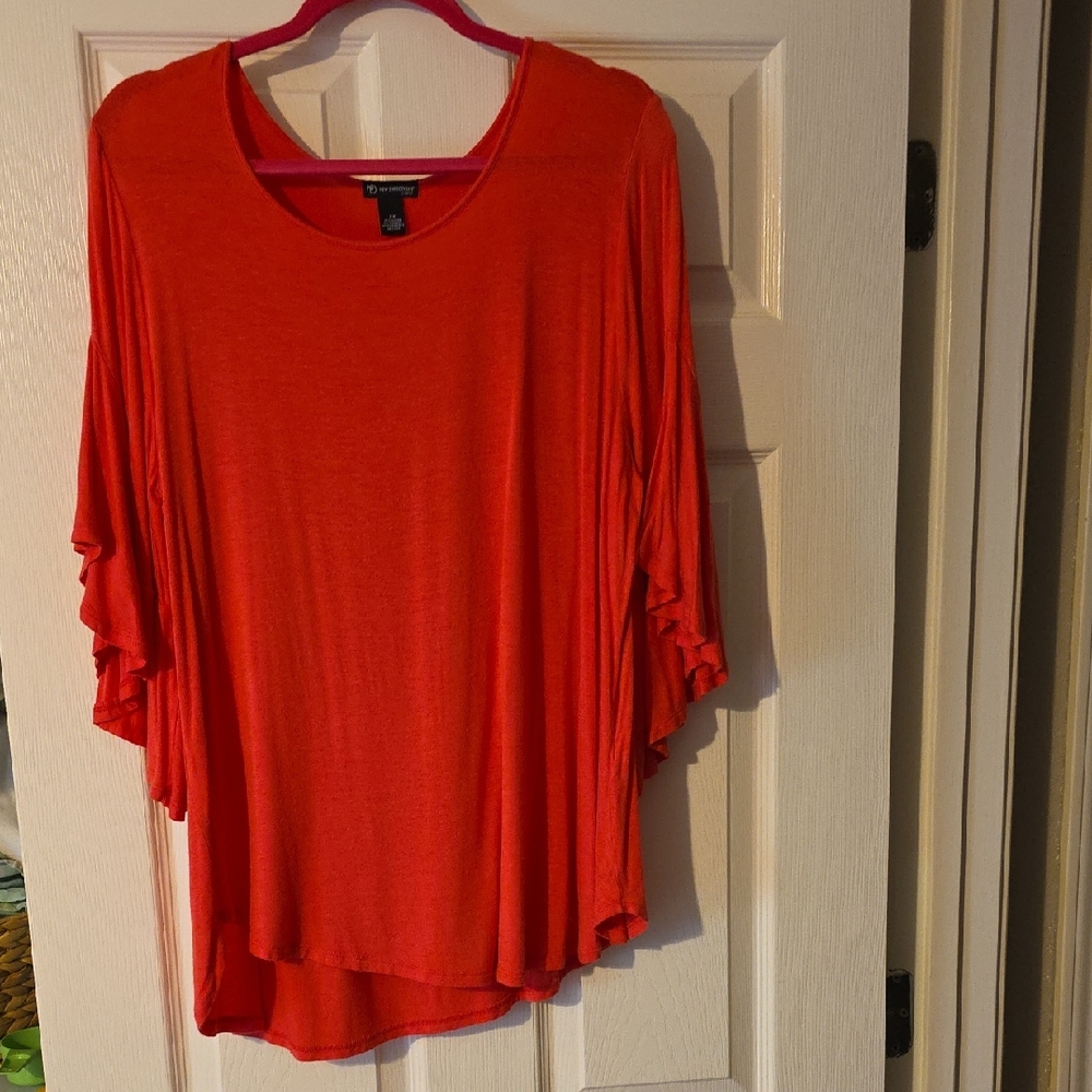New Directions Vibrant Red Tunic Top